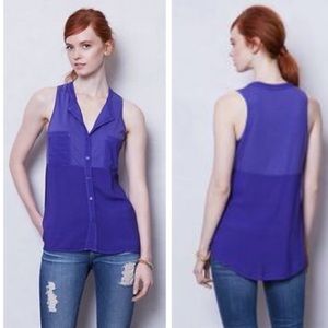 Splendid | Purple Button Front + Pockets Tank